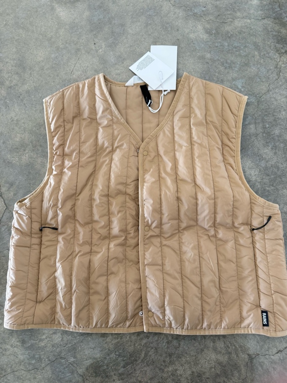 Rains Quilted Puffer Vest in Beige